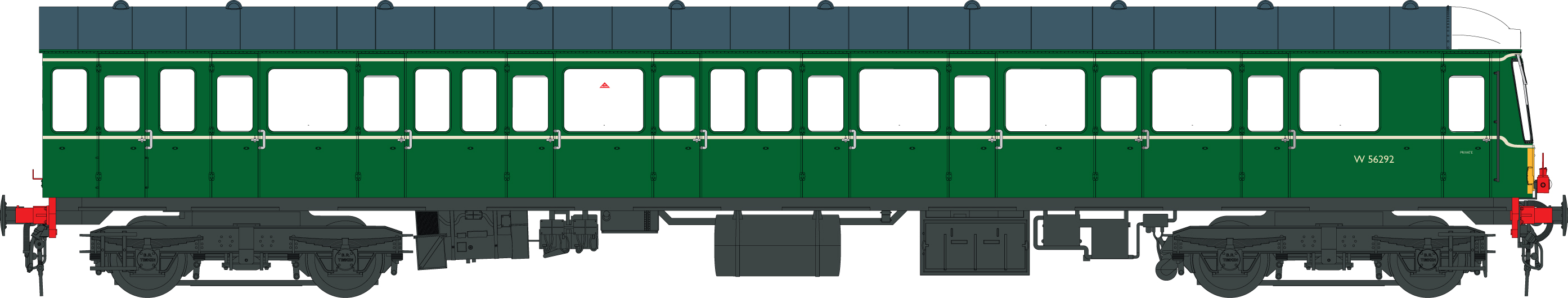 1253 Heljan Class 150 Driving Trailer BR green W56292